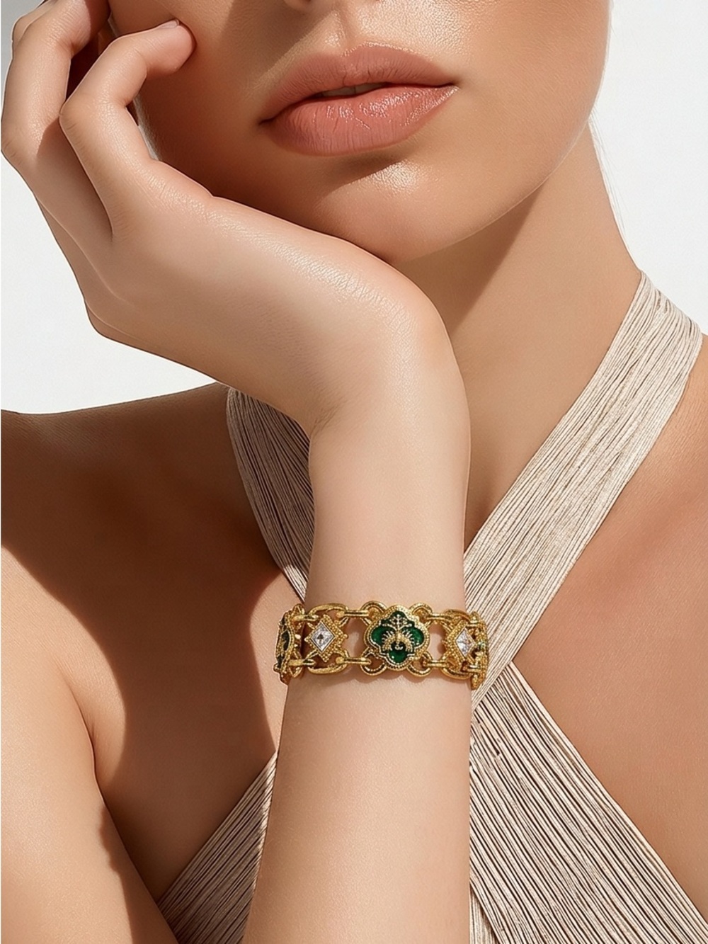 Michaela Von Habsburg (MVH) Heraldic Coat of Arms Heavy Link Statement Bracelet